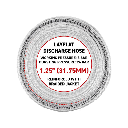 1.25" Lined Lay Flat Discharge Hose, 8-24 BAR-0